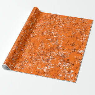 Dark brown grunge background. Black white orange o Wrapping Paper