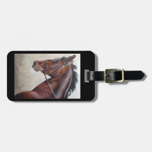 Dark brown horse luggage or purse tag