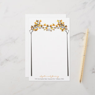 Dark Brown Knotted Love Trees Fall Autumn Wedding Stationery