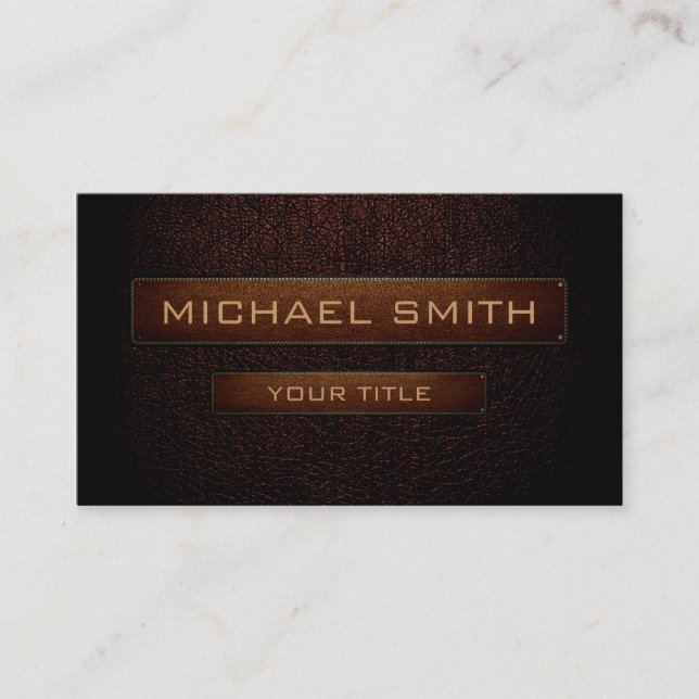 Dark brown leather look brown tag (Front)