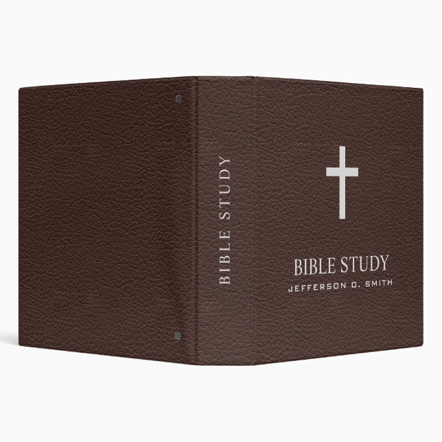  Dark  Brown Leather Look Holy cross  BIBLE STUDY  Binder (Background)