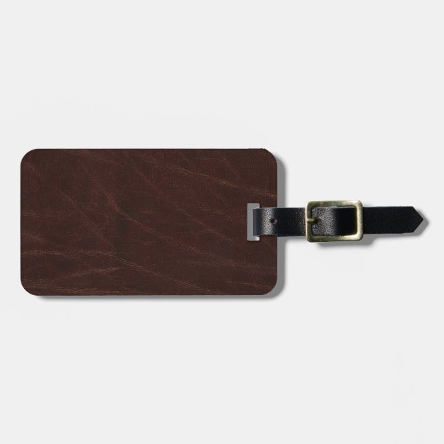 Dark Brown Leather Luggage Tag (Front Horizontal)