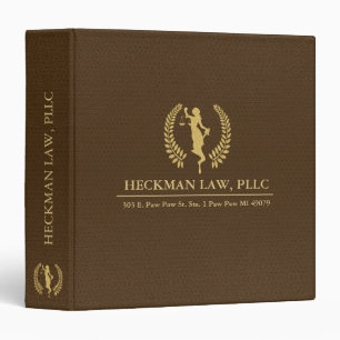 Dark-Brown Leather Texture Gold Ladies Justice Binder