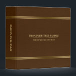 Dark-Brown Leather Texture Gold Tones Stripes Binder<br><div class="desc">Dark brown leather image with gold stripes as accents. If you need assistance customizing this binder,  please message me on Zazzle.</div>