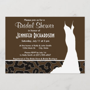 Dark Brown Leopard Animal Print; Personalized Invitation
