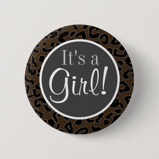 Dark Brown Leopard Print 2 Inch Round Button (Front)