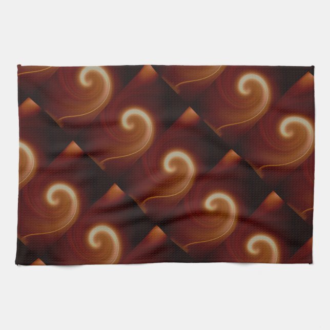 Dark Brown Light Spiral Art Kitchen Towel (Horizontal)