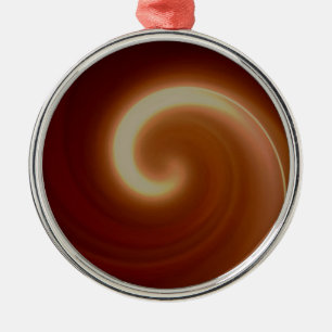 Dark Brown Light Spiral Art Metal Ornament