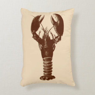Dark Brown Lobster on Light Beige Accent Pillow