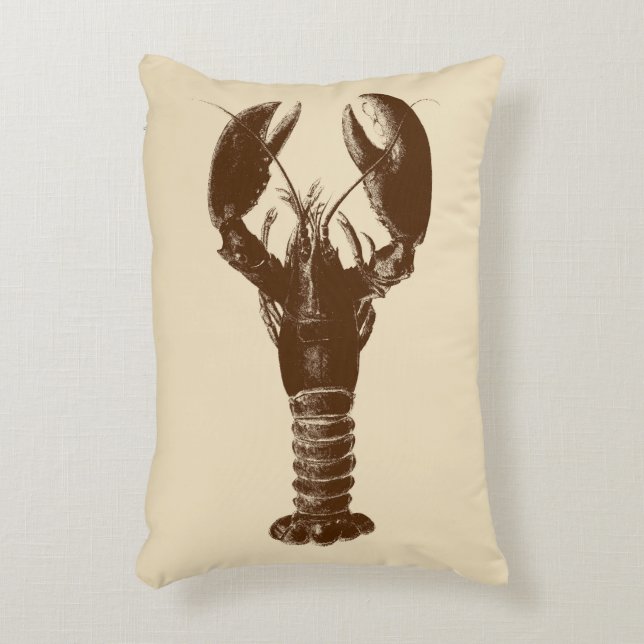 Dark Brown Lobster on Light Beige Accent Pillow (Front(Vertical))