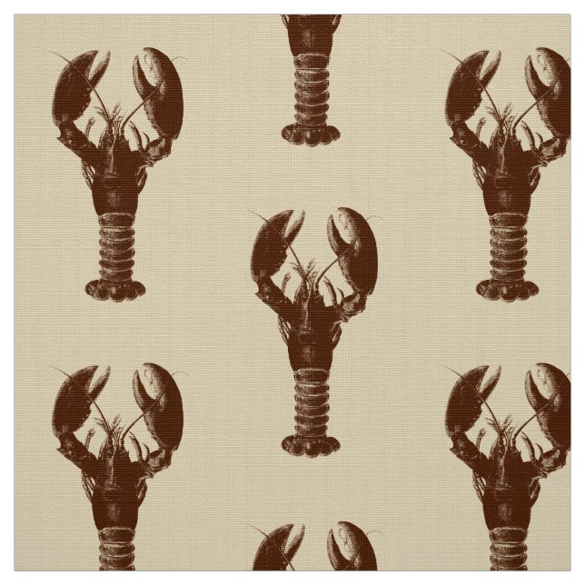 Dark Brown Lobster on Light Beige Fabric (Swatch)