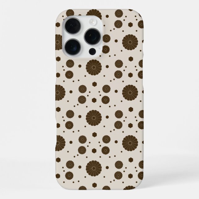 Dark Brown Micro Floral Beige iPhone Case (Back)