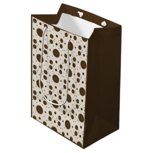 Dark Brown Micro Floral Beige Medium Gift Bag