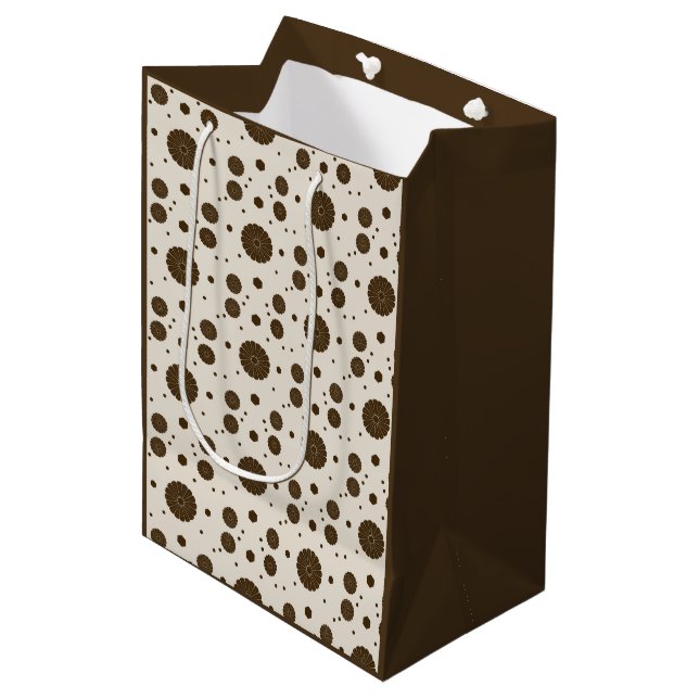Dark Brown Micro Floral Beige Medium Gift Bag (Front Angled)