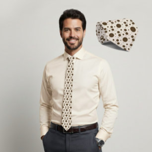 Dark Brown Micro Floral Beige Tie