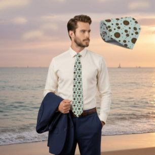 Dark Brown Micro Floral Sage Green Tie