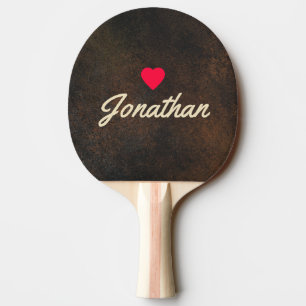 Dark Brown Monazite Stone Vintage Heart Signature Ping Pong Paddle