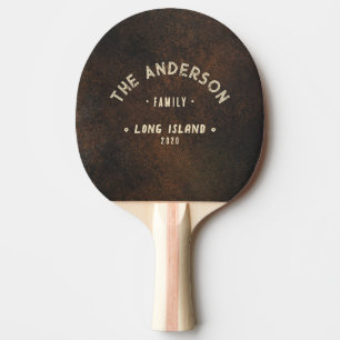 Dark Brown Monazite Vintage Seaside Family Name Ping Pong Paddle