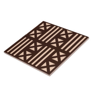 Dark Brown MudCloth Inspired Tile Tiling Cross