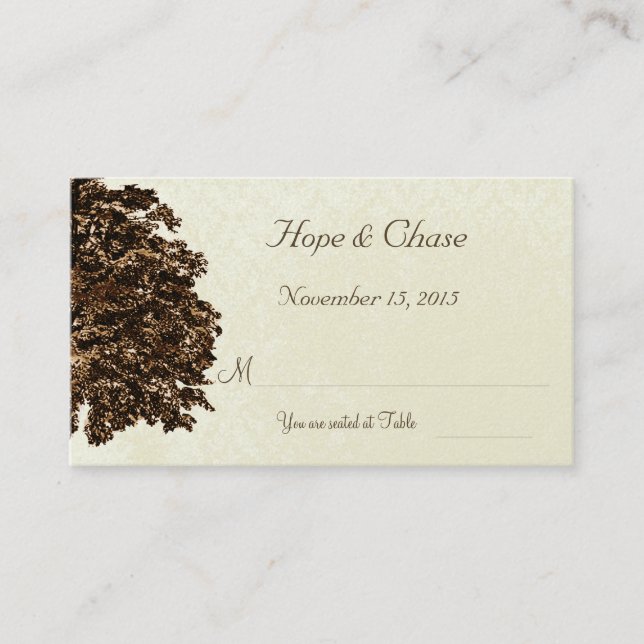 Dark Brown Oak Tree Place Cards (Front)