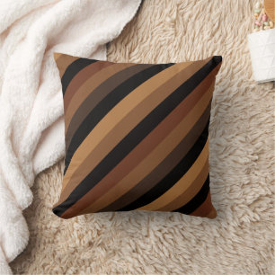 Dark Brown Oblique Stripes Modern Elegant Throw Pillow