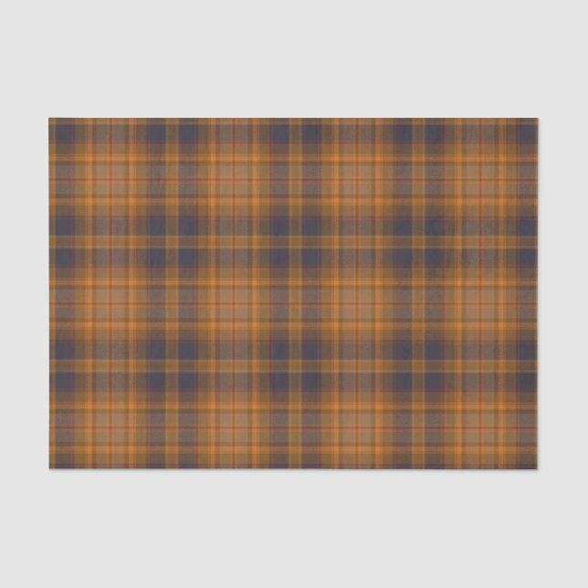 Dark brown | orange tartan plaid tissue paper (Front)