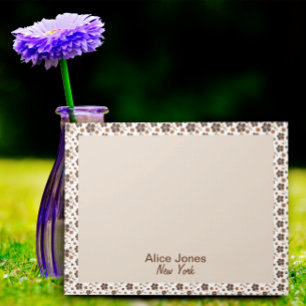 Dark brown  pattern brown natural flower   notepad