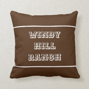 Dark Brown Personalized Farm or Ranch Throw Pillow