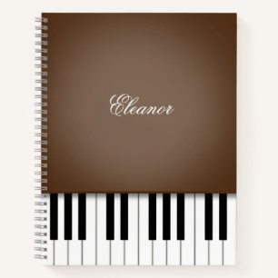 Dark Brown Piano Music Keyboard Custom Notebook