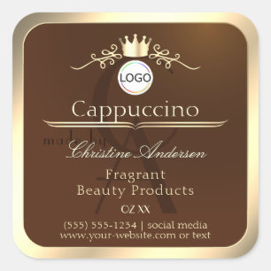 Dark Brown Product Label Gold Frame Logo Monogram
