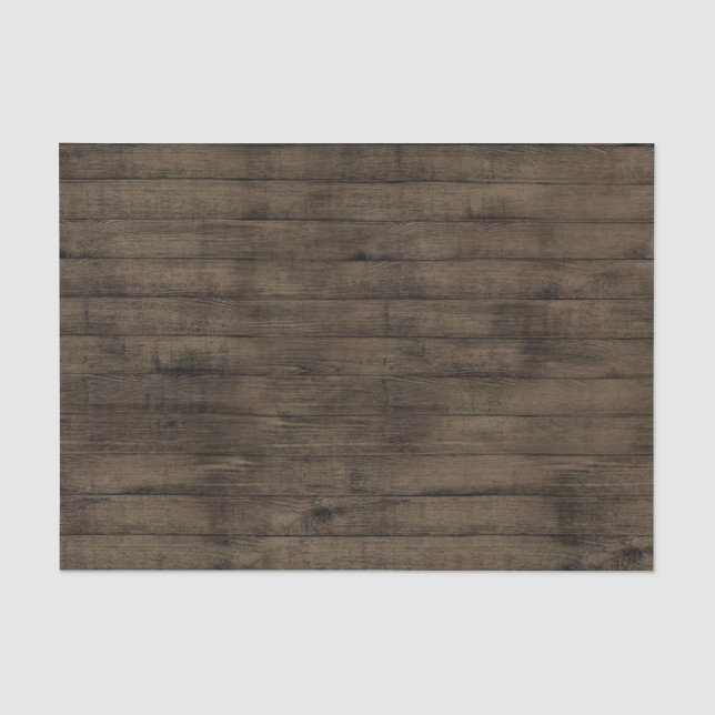 Dark Brown Rustic Barn Wood Tissue Paper (Front)