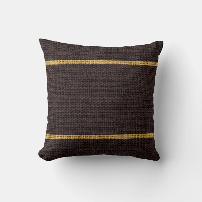 Dark Brown Rustic Burlap Jute Background Throw Pillow (Front)