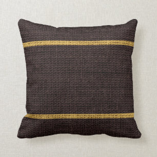 Dark Brown Rustic Burlap Jute Background Throw Pillow