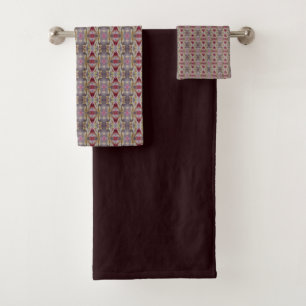 Dark Brown Solid With Pattern Touch Bath Towel Set