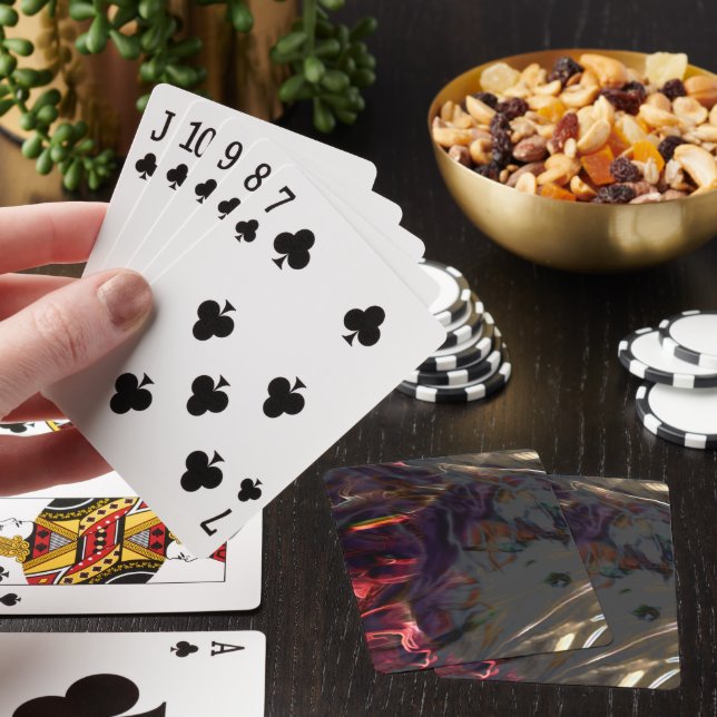 Dark brown stained with crease  playing cards (In Situ)