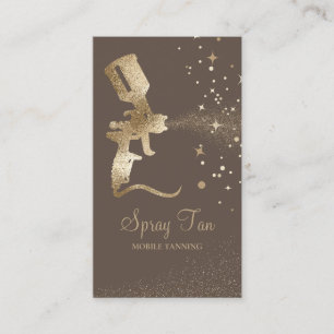 Dark Brown Tanning Spray Sparkle Gold qr code Business Card
