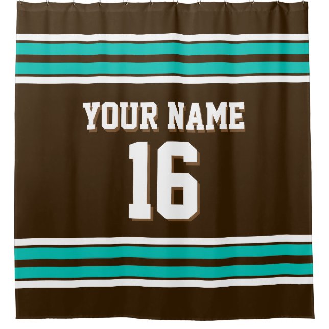 Dark Brown Teal White Stripes Sports Jersey (Front)