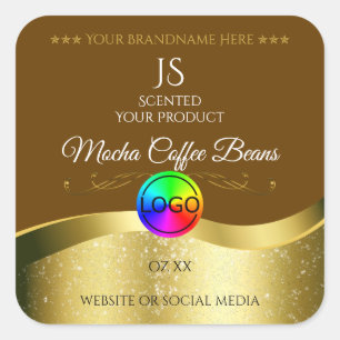 Dark Brown Wavy Gold Logo Monogram Product Label