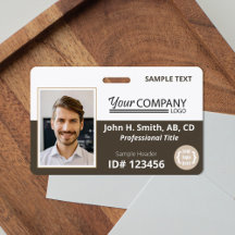 Dark Brown White Logo Entry Employee Photo ID