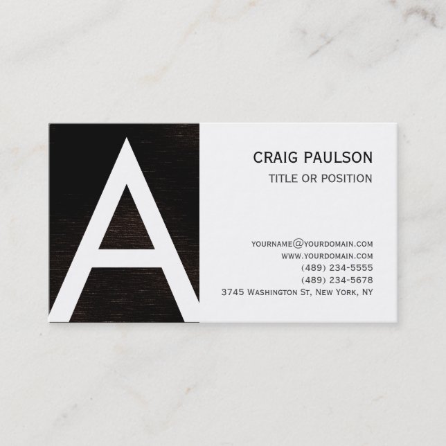 Dark Brown White Monogram Pattern Business Card (Front)
