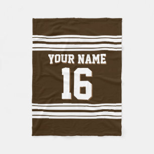 Dark Brown White Sports Jersey Fleece Blanket