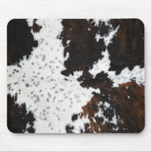 Dark Brown & White Spotted Cowhide Mouse Pad