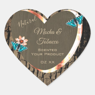 Dark Brown Wood Grain Product Labels Butterflies
