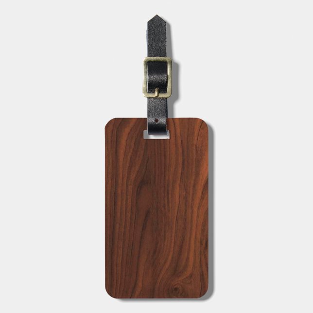 Dark Brown Wood Look Luggage Tag (Front Vertical)