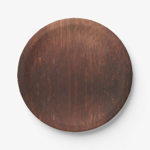 Dark Brown Wood Paper Plate