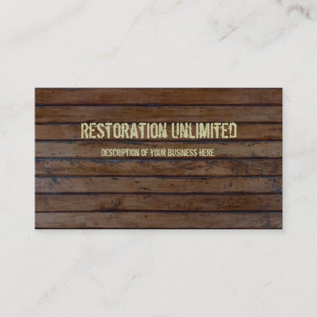 Dark Brown Wood Plank Business Card (Front)