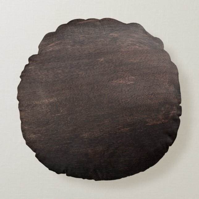 Dark Brown Wood Round Pillow (Front)