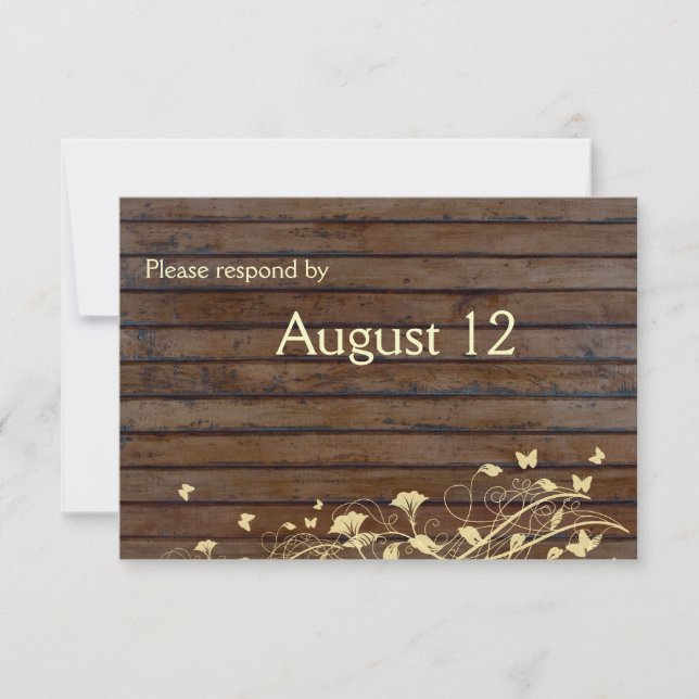 Dark Brown Wood rsvp with envelopes (Front)