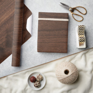 Dark Brown Wood Rustic Woodgrain Repeat Pattern Wrapping Paper