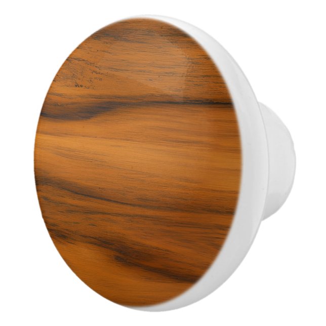 Dark brown wood texture print ceramic knob (Right)